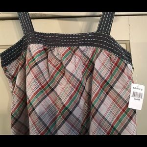 Billabong strappy plaid cotton mini sundress NWT L